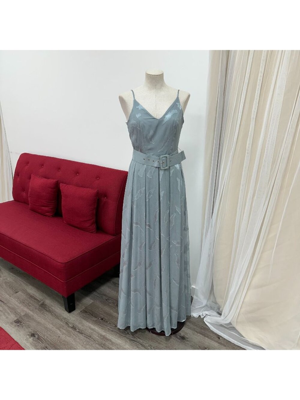 Small Feather Print Summer Wedding Guest Sundress with Belt